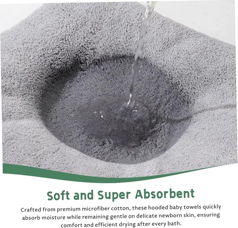 3 قطع من منشفة الأطفال ذات قلنسوة 31.5 × 31.5 بوصة فائقة الامتصاص وناعمة مع تصميم حيوان لطيف - Image 5